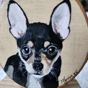 COPY - Hand-painted Wooden Tile of Chihuahua